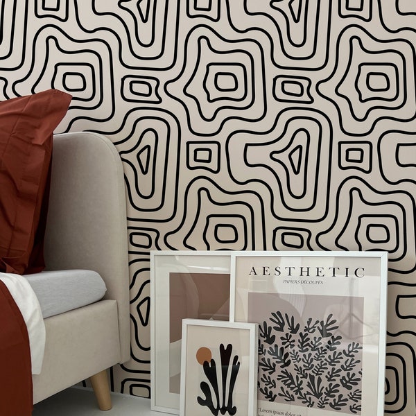 Abstract figures Wallpaper,Peel&Stick and Traditional Wallpaper, Removable and Renter friendly Wall Decor, Woodland Design, Self Adhesive.