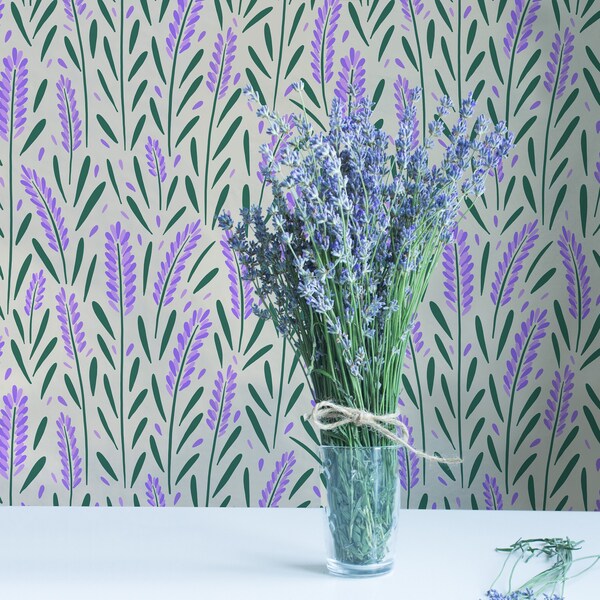 Lavender Peel and Stick Neutral Floral Wallpaper - Etsy