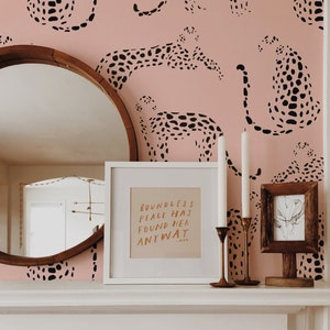 Pink Leopard Wallpaper,Peel&Stick and Traditional Wallpaper, Removable and Renter friendly Wall Decor, Safari Design, Self Adhesive.