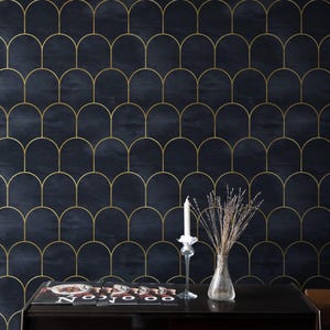 Art Deco Wallpaper Peel and Stick | Dark Gold Wallpaper for Living Room | Vintage Ornaments Traditional Non-Woven Wallpaper | ARTD05