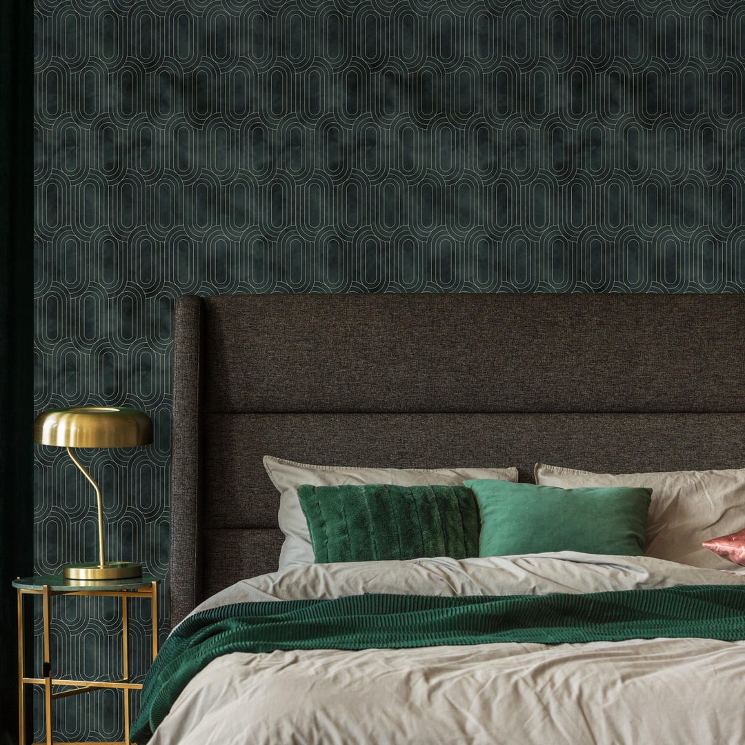 Luxurious Art Deco Green and Gold Peel Stick Wallpaper (removable) - Etsy