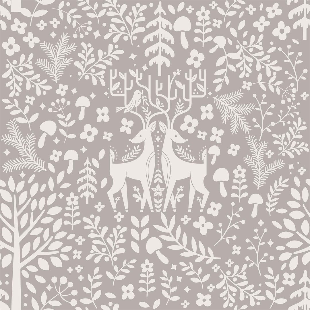 Buy Deer and Flora Wallpaper Peel&stick and Traditional Wallpaper