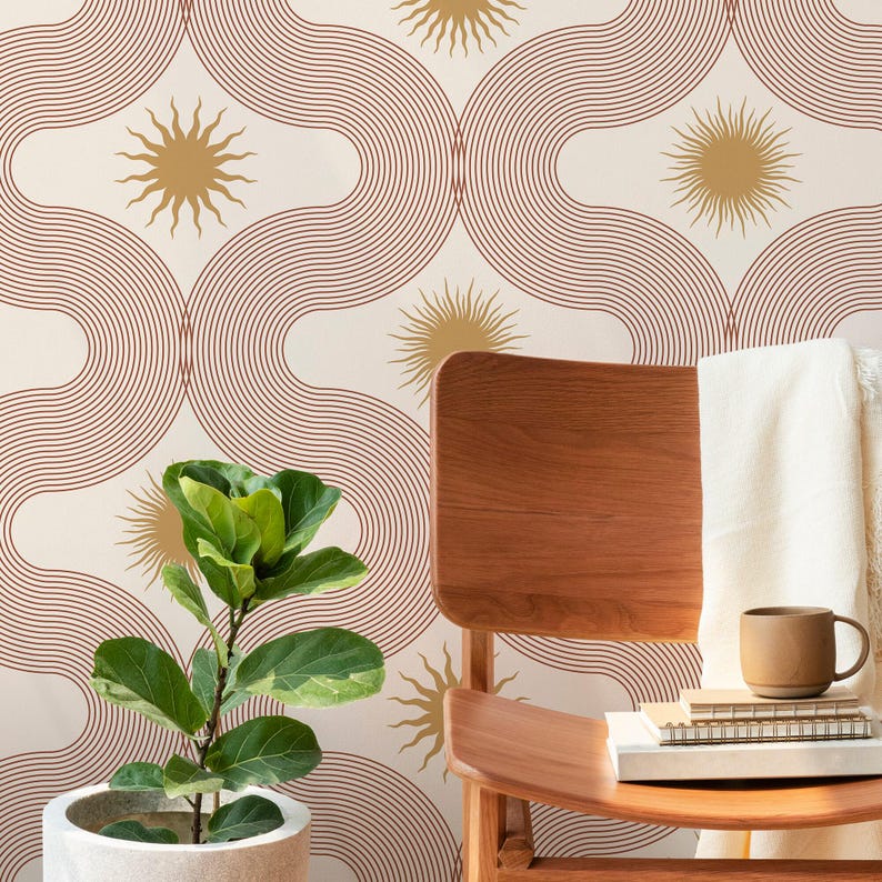 Peel and Stick Wallpaper: Neutral Beige Boho Style - PVC Free image 3