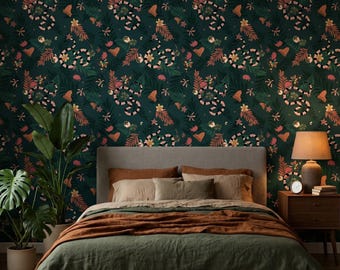 Snake and Leaf Wall Covering: Peel & Stick Jungle Pattern (PVC-Free)