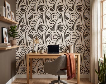 Peel and Stick Wallpaper: Fun Beige Geometric - Removable, PVC-Free