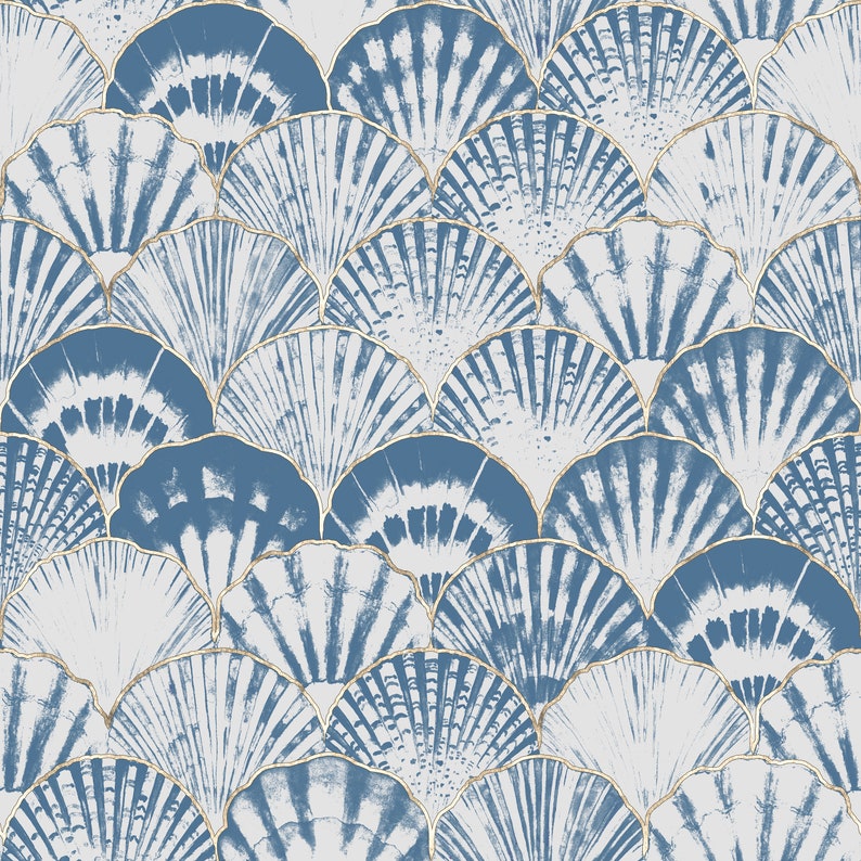 Blue Ikat wallpaper ,Peel&Stick and Traditional Wallpaper, Removable and Renter friendly Wall Decor, Leaves Wall Art, Self Adhesive. image 4