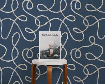 Rope Pattern Wallpaper: Navy Blue Peel & Stick (Removable, PVC-Free)