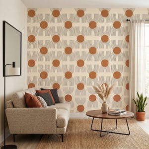 Carta da parati beige calma - stacca e attacca, design astratto