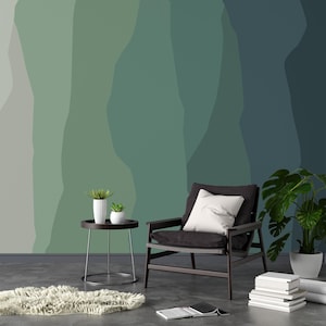 Abstract Wallpaper Peel and Stick | Moody Green Wallpaper for Living Room | Minimalistic Mural Traditional Non-Woven Wallpaper | ABS30