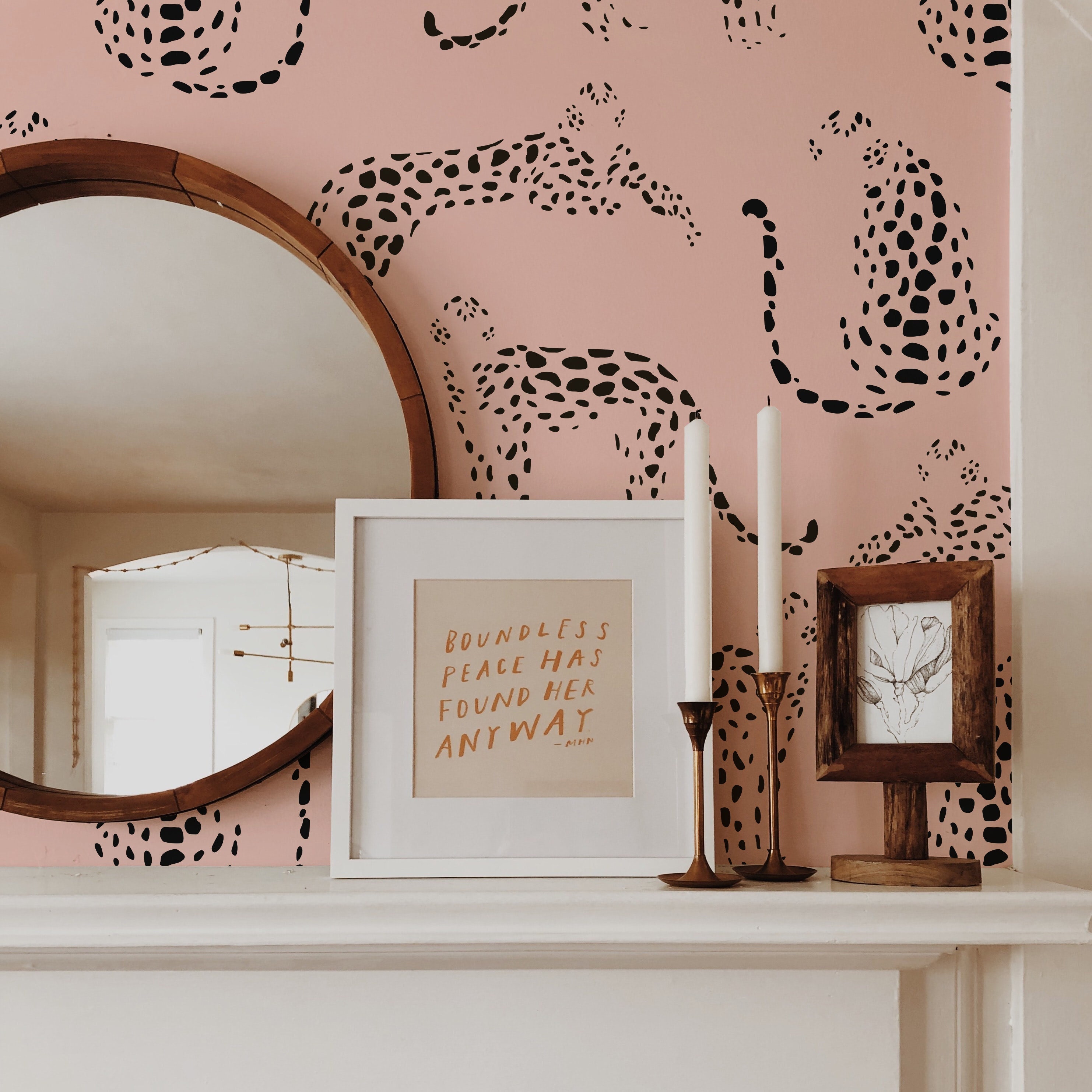 Bright Pink Leopard Print Wallpaper Bedroom Mural 
