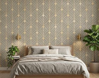 Gold Art Deco Wallpaper: Removable Peel & Stick (Beige, Easy Apply)
