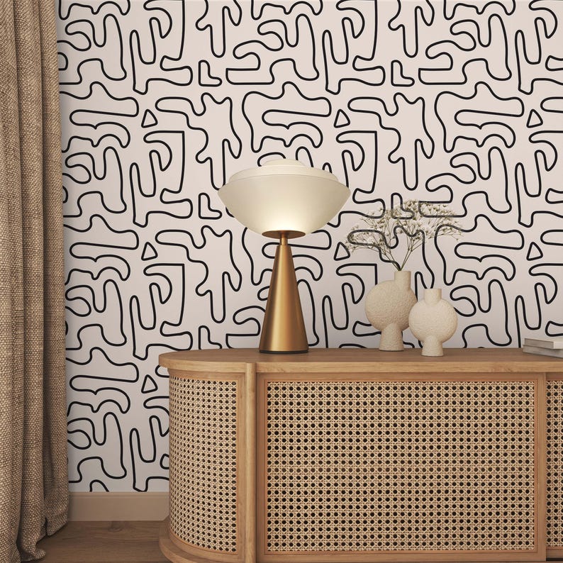 Neutral Beige Peel and Stick Wallpaper: Abstract Geometric Design image 2