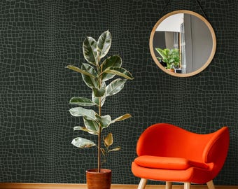 Crocodile Pattern Peel & Stick Wallpaper, Dark Green | Crocodile Print