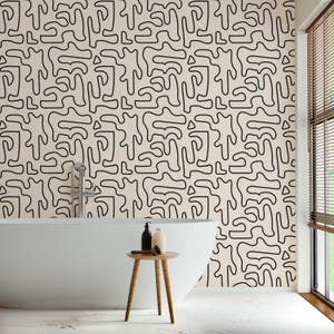 Neutral Beige Peel and Stick Wallpaper: Abstract Geometric Design image 3