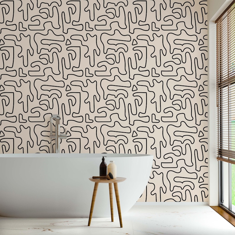 Neutral Beige Peel and Stick Wallpaper: Abstract Geometric Design image 3