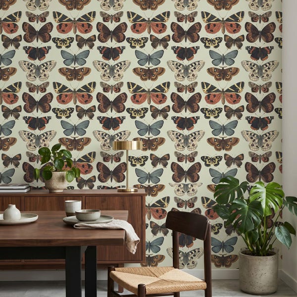 Schmetterling Tapete: Vintage Braun und Beige - Peel & Stick Option