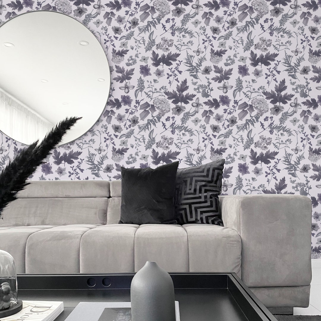 Buy Blue Flowers Wallpaper Peel&stick and Traditional Wallpaper