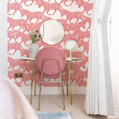 Pink Peel and Stick Wallpaper Pink Wallpaper Vintage Pink Etsy