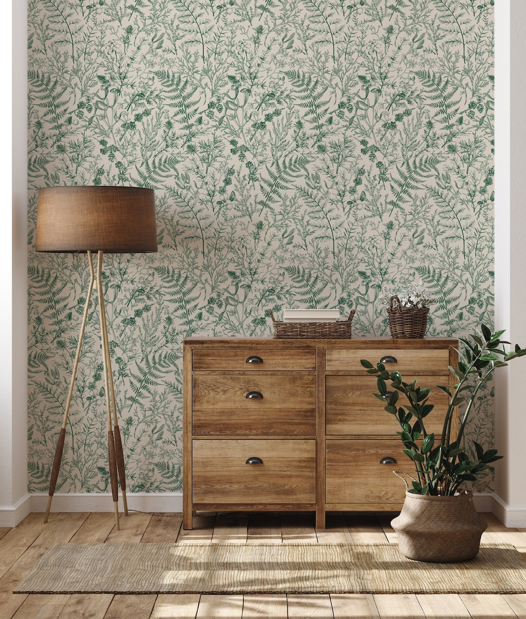 Botanical Fern Wallpaperpeel&stick and Traditional Wallpaper - Etsy