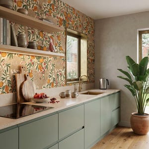 Cockatoo Pomegranate Wallpaper: Removable Peel and Stick