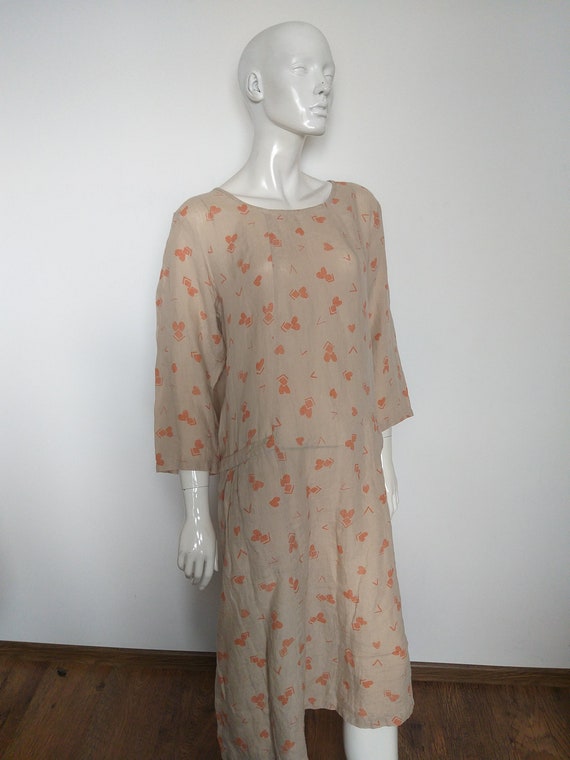 GUDRUN SJODEN beige floral linen dress   size L - image 4