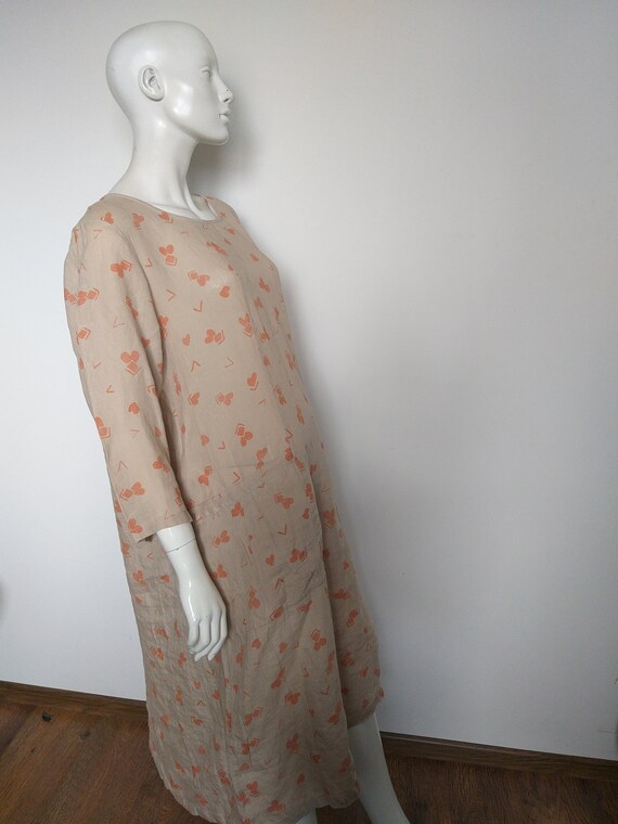 GUDRUN SJODEN beige floral linen dress   size L - image 6