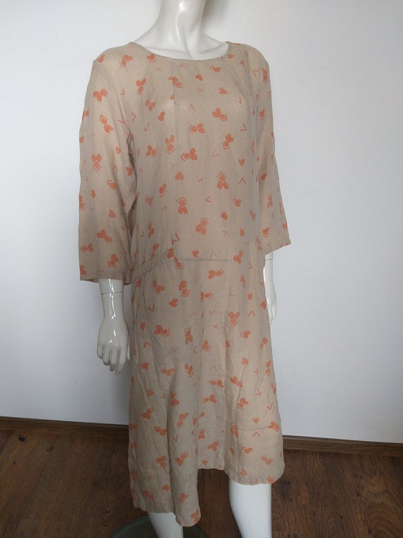 GUDRUN SJODEN beige floral linen dress   size L - image 1