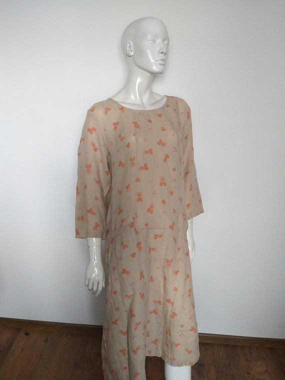 GUDRUN SJODEN beige floral linen dress   size L - image 3