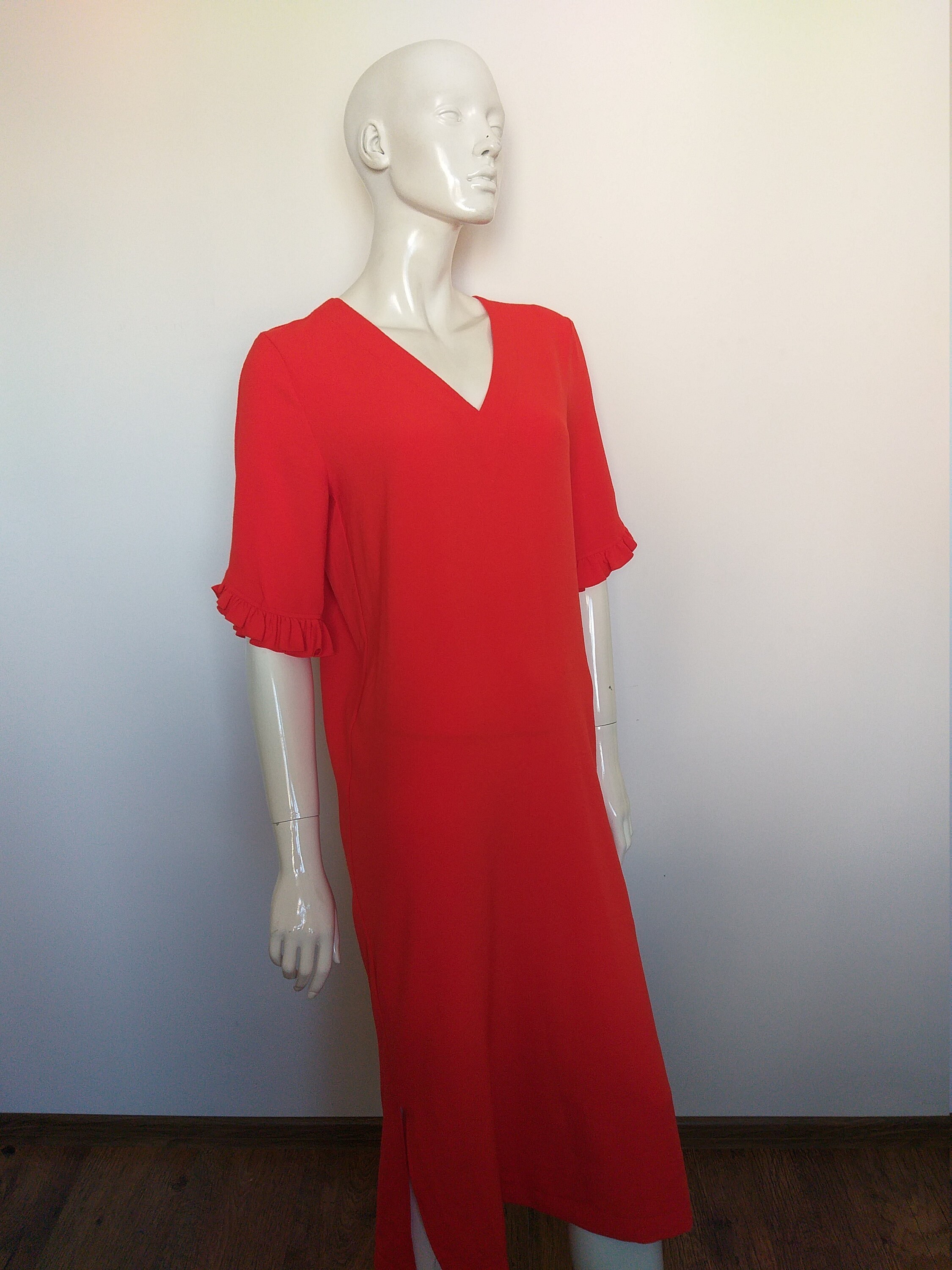 GANNI Red Long Maxi Dress Size    Etsy Israel