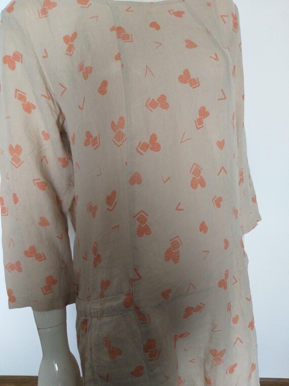 GUDRUN SJODEN beige floral linen dress   size L - image 5