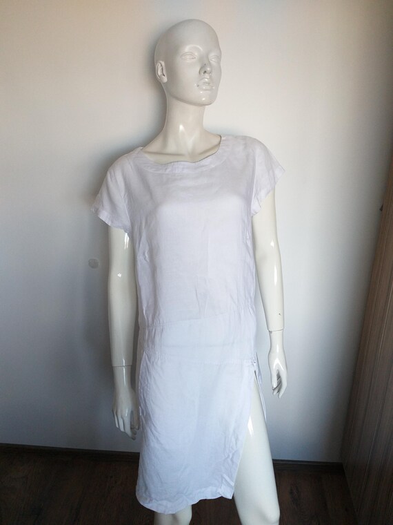 h&m red linen dress Everlane Tie-Neck Dress, Stretch Linen, Henna Red, Size 16