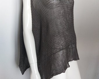 SARAH PACINI linen mesh top blouse   one size