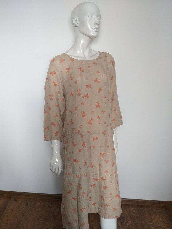 GUDRUN SJODEN beige floral linen dress   size L - image 2