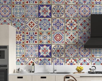 Moroccan ceramic wallpaper / self-adhesive-peel and stick wallpaper -vinyl wallpaper  wallpaper room