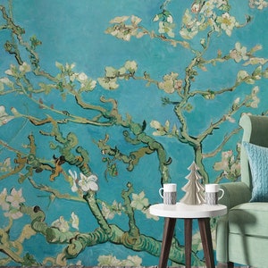 Almond Blossom Wallpaper, Print Van Gogh Wall Mural, Chinoiserie Wallpaper, Removable , Peel And Stick Selfadhesive Wallpaper