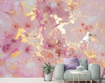 Pink Looks Gold Look Abstract Painting Modern Design Background marble wallpaper/peel and paste wallpaper vinyl wallpaper wallpaper room