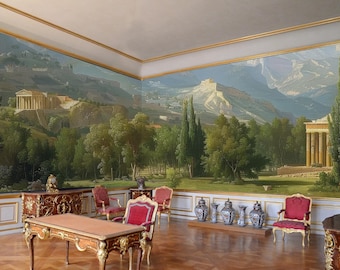 Ancient Greek Landscape Mural: Scenic Peel and Stick Wallpaper