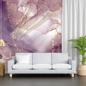 Purple Marble. Gold Luxury Watercolor Wallpaper marble wallpaper/peel and paste wallpaper vinyl wallpaper wallpaper room