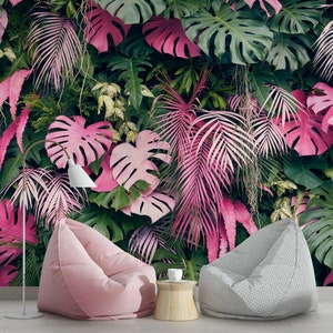 Tropical wall mural with monstera leaves/ peel and stick wallpaper vinyl wallpaper wallpaper room image 3