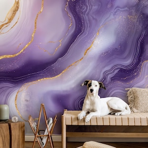 Purple Marble. Gold Luxury Watercolor Wallpaper marble wallpaper/peel and paste wallpaper vinyl wallpaper wallpaper room