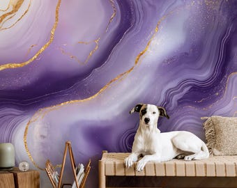 Purple Marble. Gold Luxury Watercolor Wallpaper marble wallpaper/peel and paste wallpaper vinyl wallpaper wallpaper room