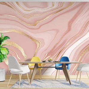 Pink Marble Wallpaper, Marble Texture, Wallpaper with ink painting technique /peel and paste pink wallpaper-Self Adhesive-vinyl wallpaper image 2