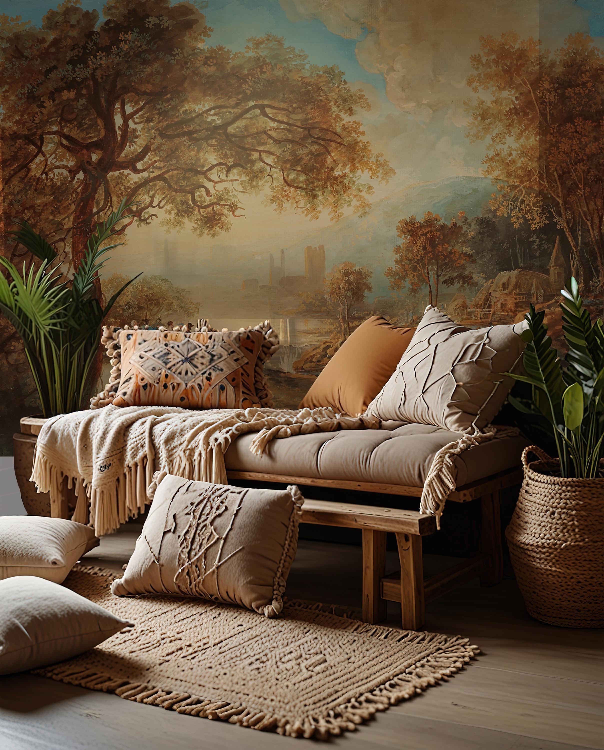 Vintage Pastoral Landscape Wallpaper: Peel and Stick Vinyl - Etsy