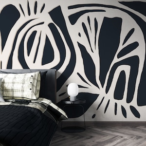 Abnehmbare Tapete, abstrakte Schwarz-Weiß-Tapete. Wall Decor Home Decor Wandkunst, Abziehen und Aufkleben von Tapeten, Wandbilder