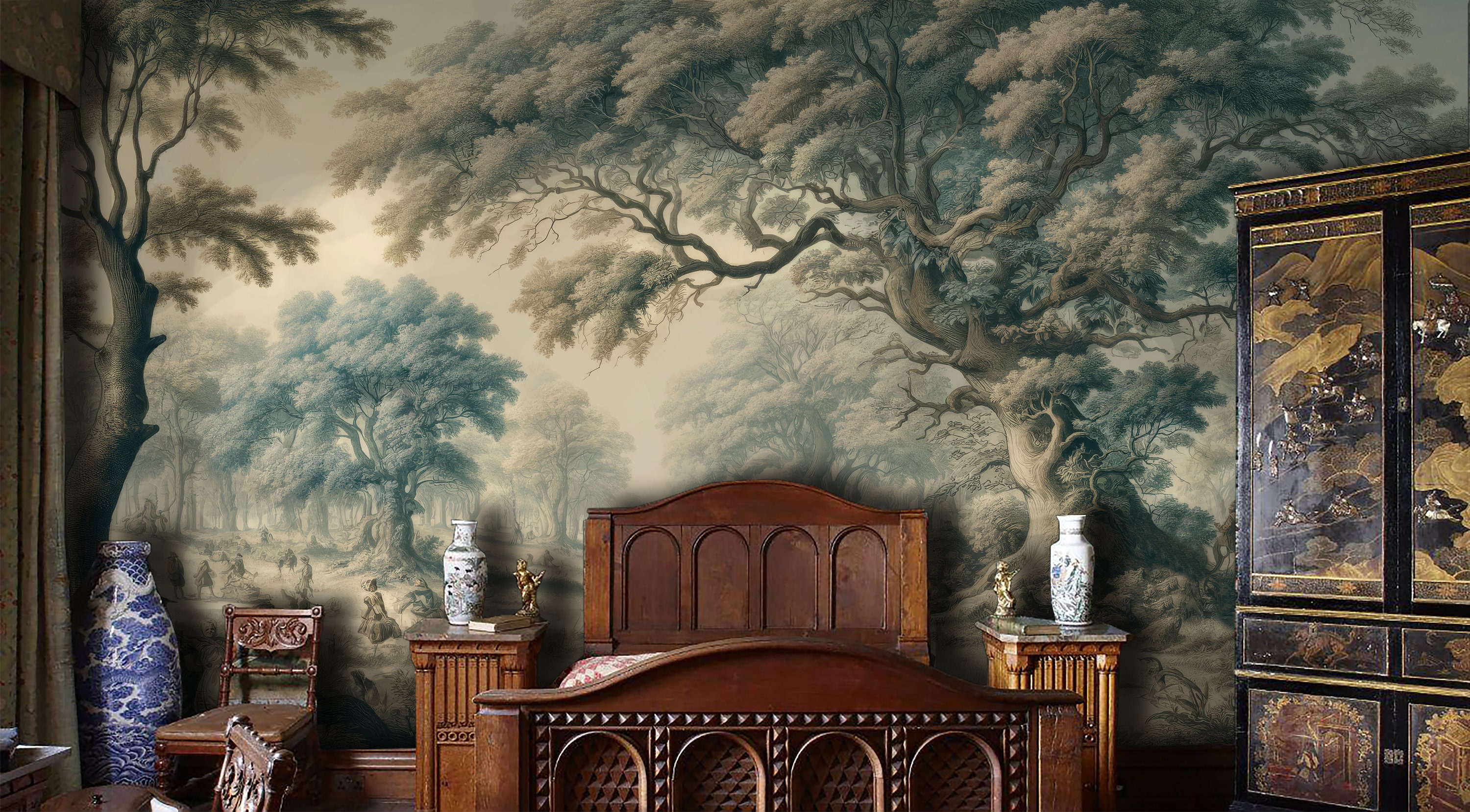 Vintage Pastoral Landscape Mural: 18th Century Style Peel and Stick ...