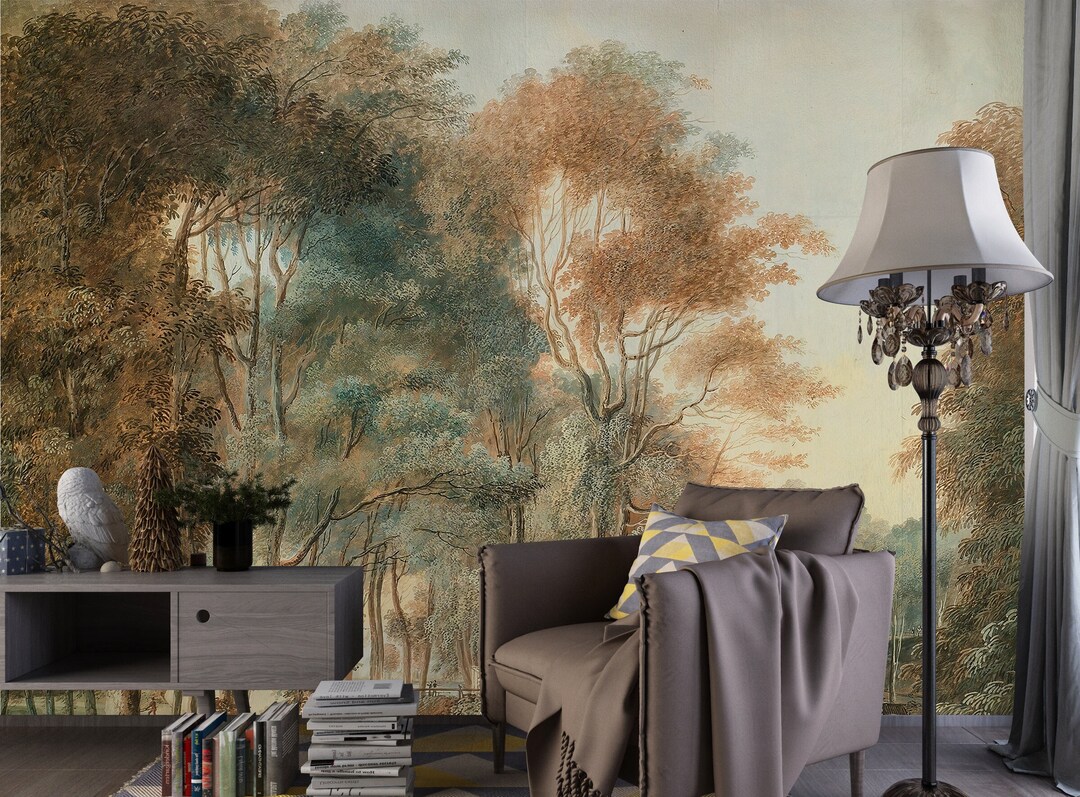 Vintage Pastoral Landscape Wallpaper: Rustic Countryside Scenic Art ...