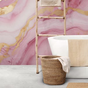 Pink Marble Wallpaper, Marble Texture, Wallpaper with ink painting technique /peel and paste pink wallpaper-Self Adhesive-vinyl wallpaper-
