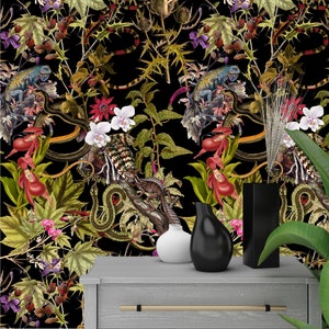 Botanical wallpaper, snakes, and more, peel and stick, Wall Decor / self-adhesive, wallpaper vinyl wallpaper wallpaper room