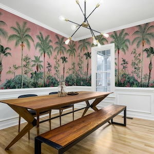 Pink Palm Tree Wallpaper, Landscape Peel and Stick Wallpaper, Vintage Scenic  Wallpaper, Tropical Palm Wallpaper, Pink Tropical Wall Art