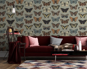 Vintage Butterflies Wallpaper - Botanical Peel & Stick Wall Mural